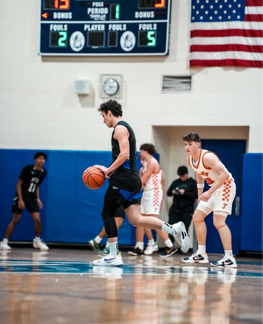 Zach Schweid playing in a game against Tenafly 